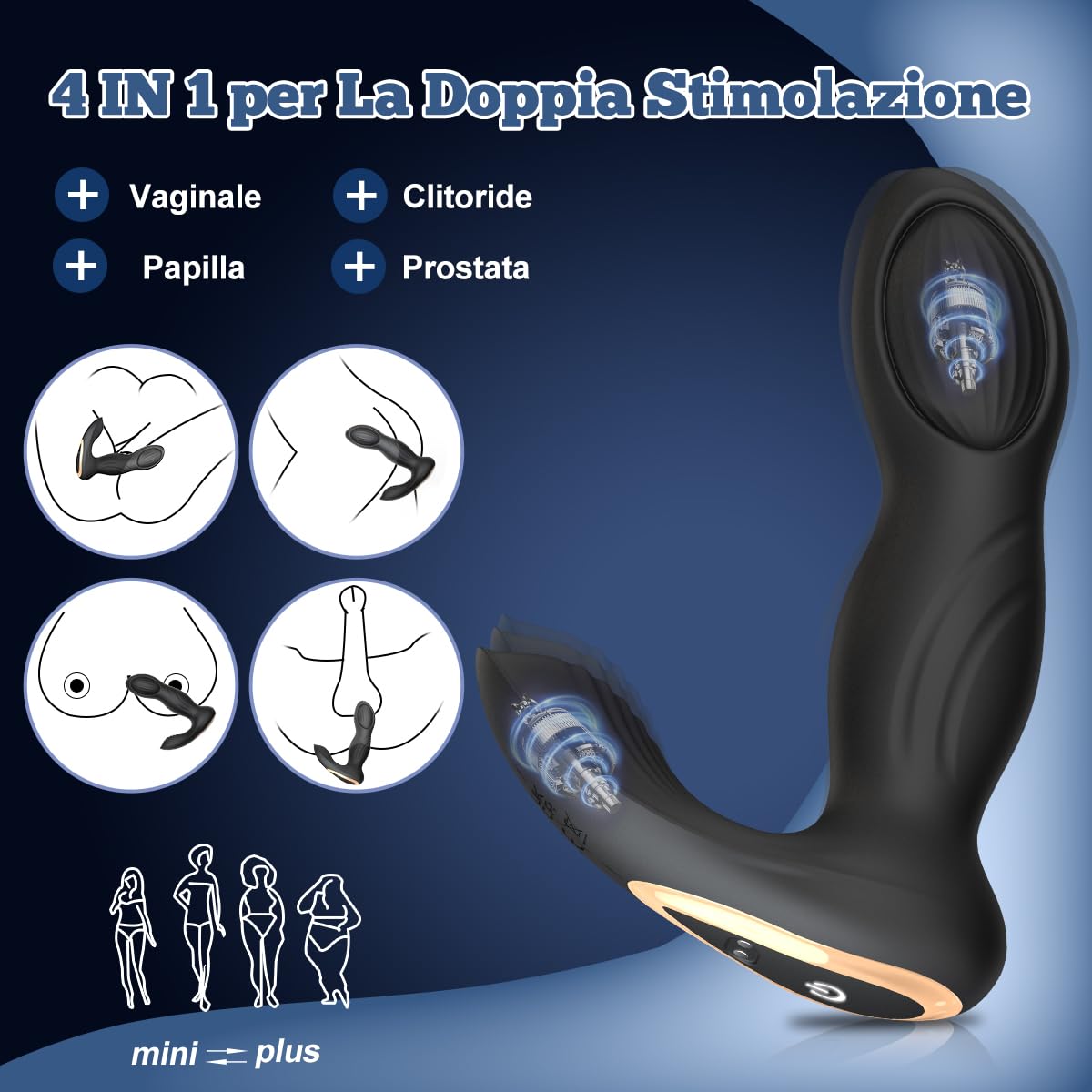 Vibratoreper Donna Professionale Wireless Telecomando con App 2 in 1 Vibratoreper Donna Piccolo Vibratore Plug Analesex kit Sex Toys Vibratoreper Uomo Vibratori Clidoride Sexyshop per Lui e Lei(Negro)