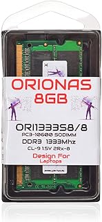 Orionas 8GB 2RX8 PC3-10600 PC3-10600S DDR3 1333MHz SO-DIMM CL9 204 Pin 1.5v Non-ECC Unbuffered Notebook Memory Laptop RAM Module Compatibel with Intel AMD Computer Notebook