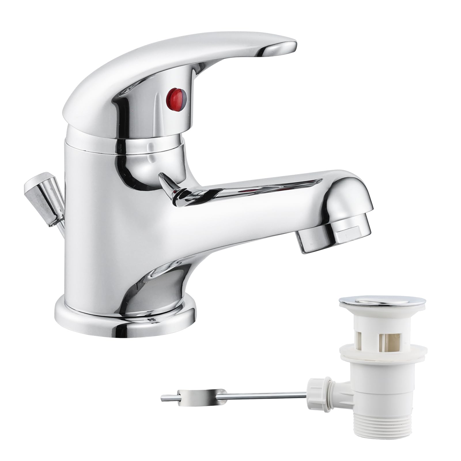 Mitigeur de lavabo avec tirette arrière et garniture de vidage incluse