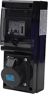 CarrĂ© Rouge - Borne de Recharge avec Prise Europe 32A 7KW ComplĂšte pour VĂ©hicule Ălectrique, Protections et Compteur, IP65, Fabrication Française - 28x11x9,5 cm