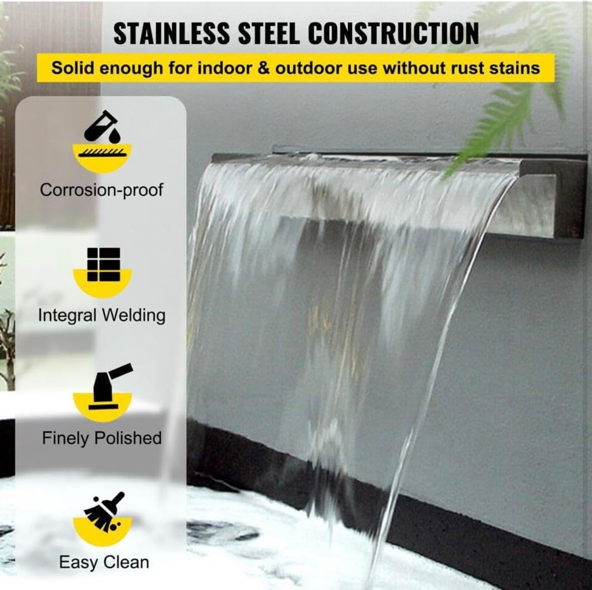 Steelartcraft Cascade Fountain - Stainless Steel Waterfall -4
