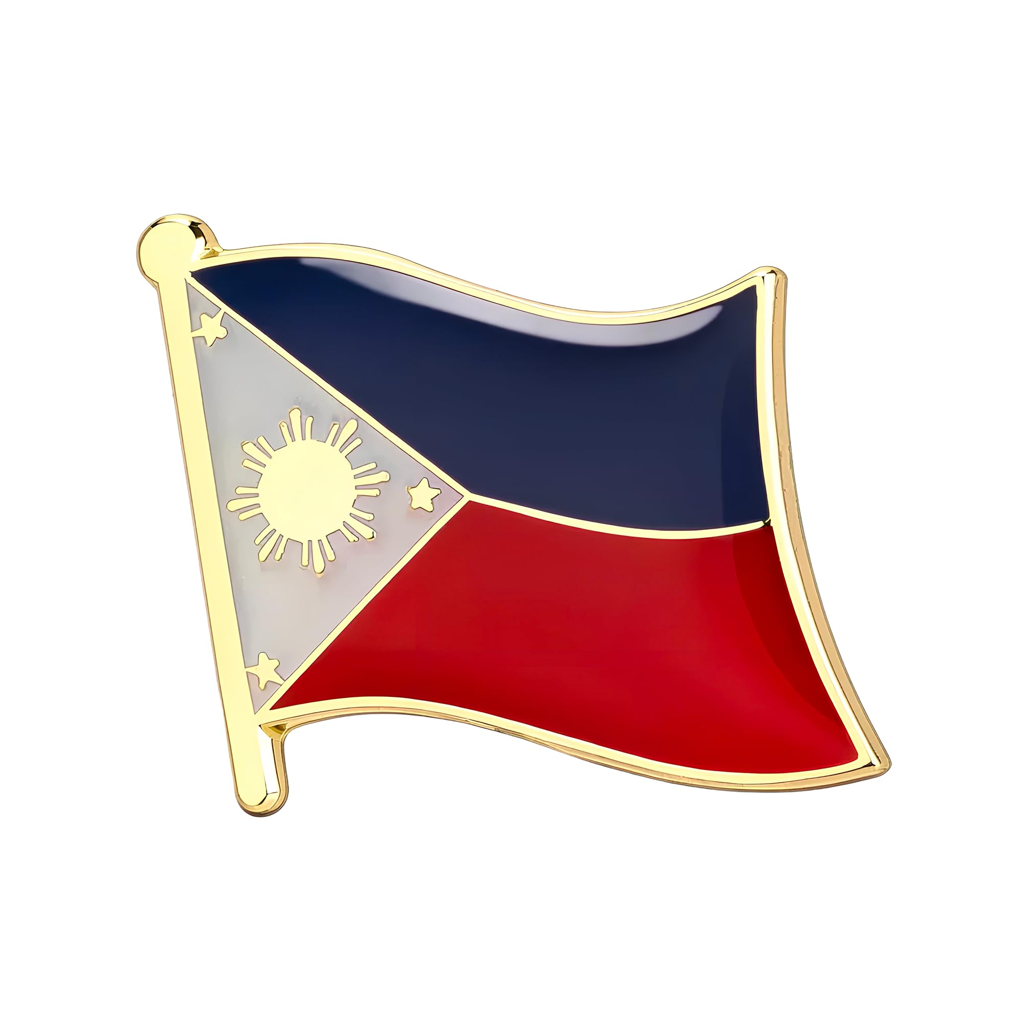 Philippines National Flag Metal Enamel Lapel Pin Badge – 1.9 x 1.6 cm Filipino Sun and Stars Flag – Hard Enamel Finish with Secure Clasp for National Pride, Travel, Events, and Collectors