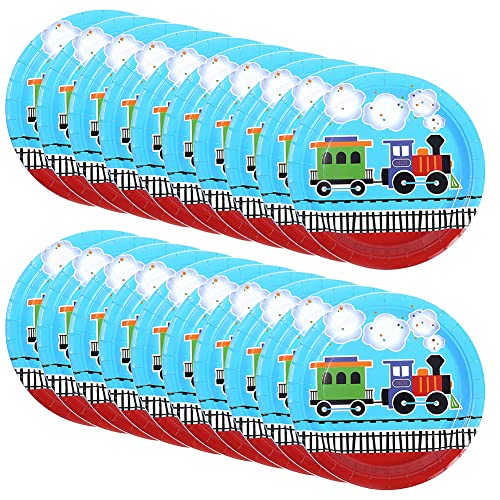 Metaparty 20 Pièces Plaque Vaisselle de Train, Décorations de Fête à Thème Train, Fête à Thème Train, Assiette Anniversaire Train Cover