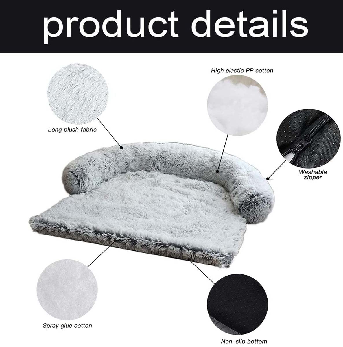 Sofá de felpa suave para perro, M L XL XXL XXXL Calmante Cama para perros, lavable para mascotas y alivio de la ansiedad, protector de muebles para perros y gatos