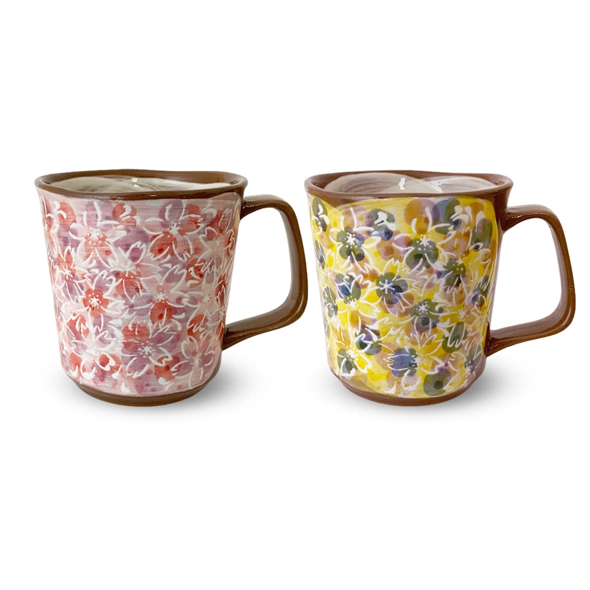 J-kitchens Kobo Sho Sho~ Full Bloom Mug, Large, Pair (Pink Blue) Hasamiyaki, Made in Japan : Home & Kitchen
