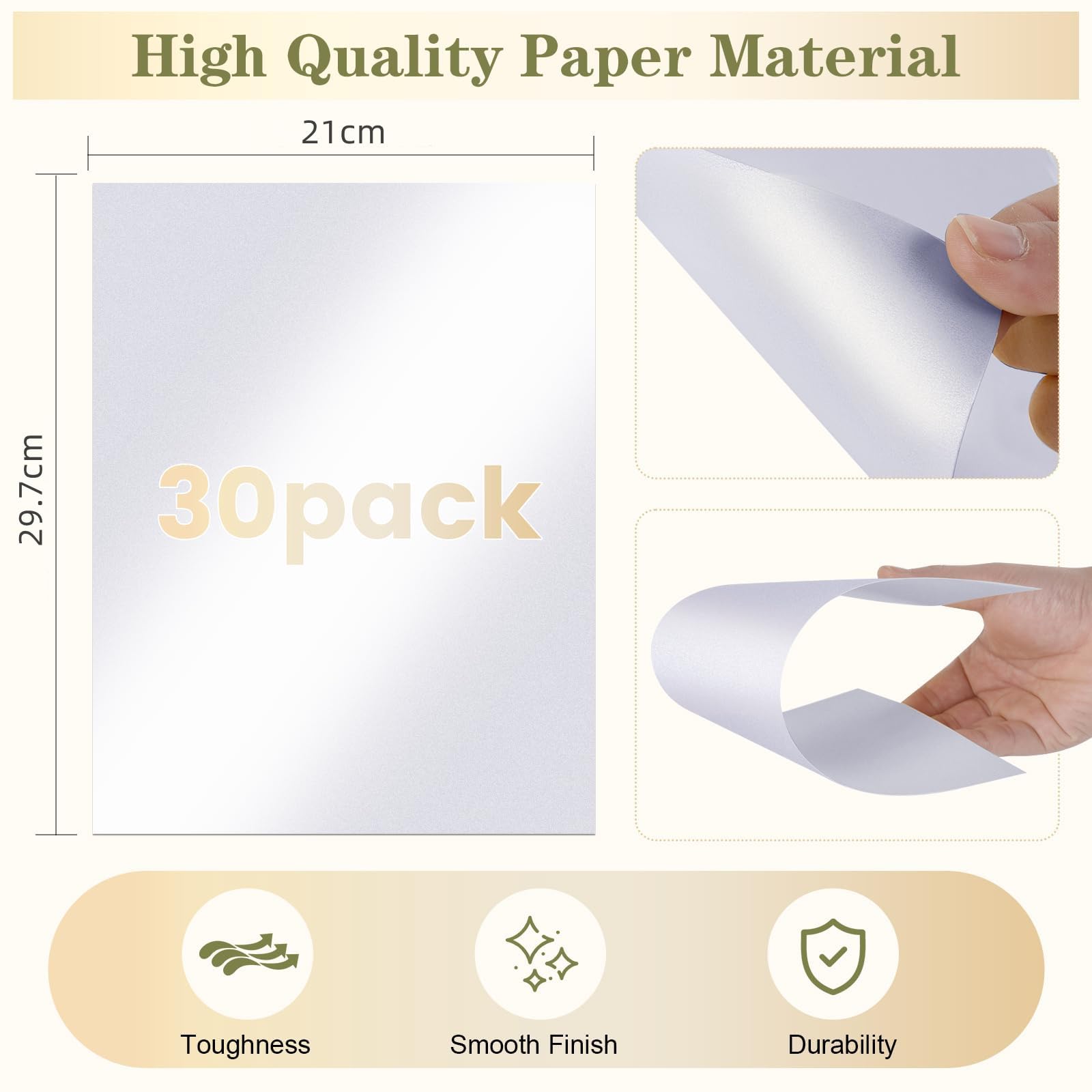 30 arkuszy białego błyszczącego papieru kartonowego A4 250g/m², grube papiery do drukowania na potrzeby DIY, zaproszenia, dyplomy, strukturalne papiery do drukowania, karton do zdjęć, papier kartonowy