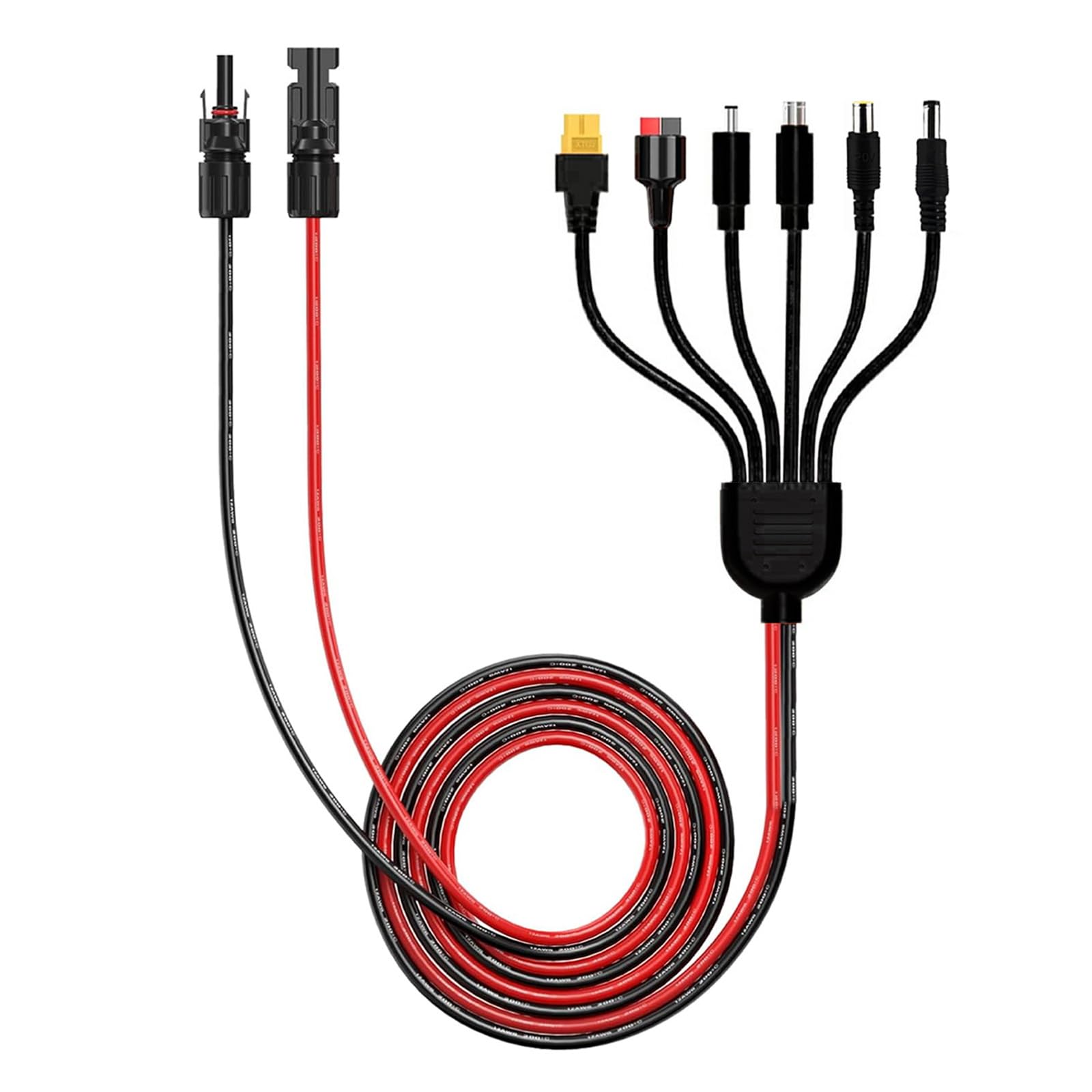 Câble Panneau Solaire vers XT60 Anderson 2M,Adaptateur 6 en 1 | Câble 12AWG,Étanchéité IP67,Compatible stations d'énergie portables,Connecteurs plaqués or