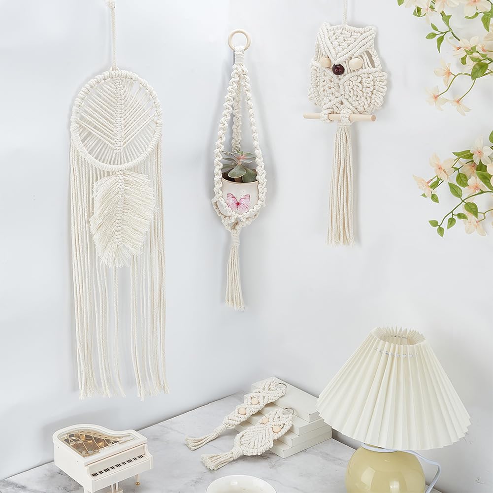 IFNUNLY - Set di 8 alberi di Natale fai da te in macramè, kit macramè per principianti, arazzo da appendere alla parete, macramè, kit fai da te per acchiappasogni, macramè fatto a mano, kit per