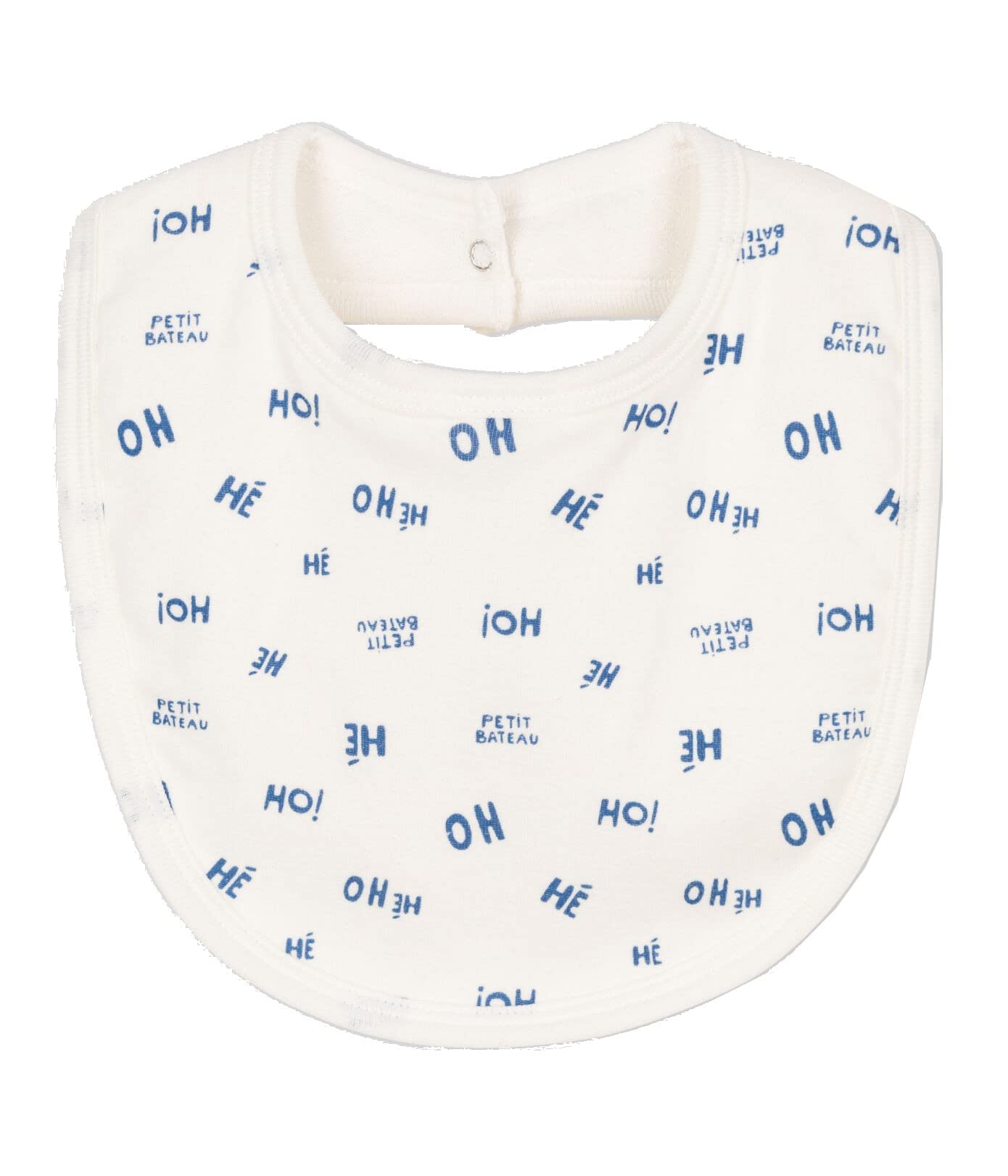 Petit Bateau Bavoir Mixte bébé, Blanc Marshmallow/Bleu Crepuscule, Taille Unique