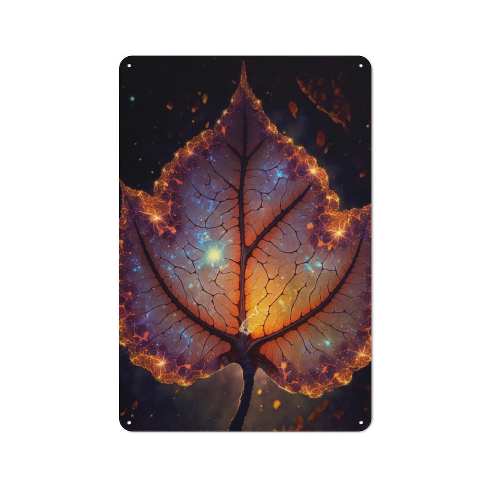 Junmoney Universe In A Leaf Vintage Tin Sign 30X20cm With For Home Office Or Studio, For Home Office Decor Fans Refreshing A Room In Autumn
