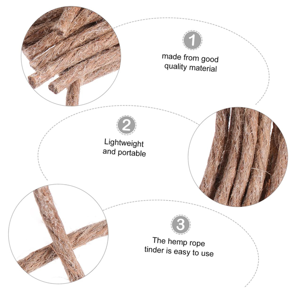 BCOATH 30pcs Fire Jute Rope for Camping Barbecue Supplies Easy to Use Wick for Outdoor Survival for Campfires Hiking Fishing and Emergency Situations