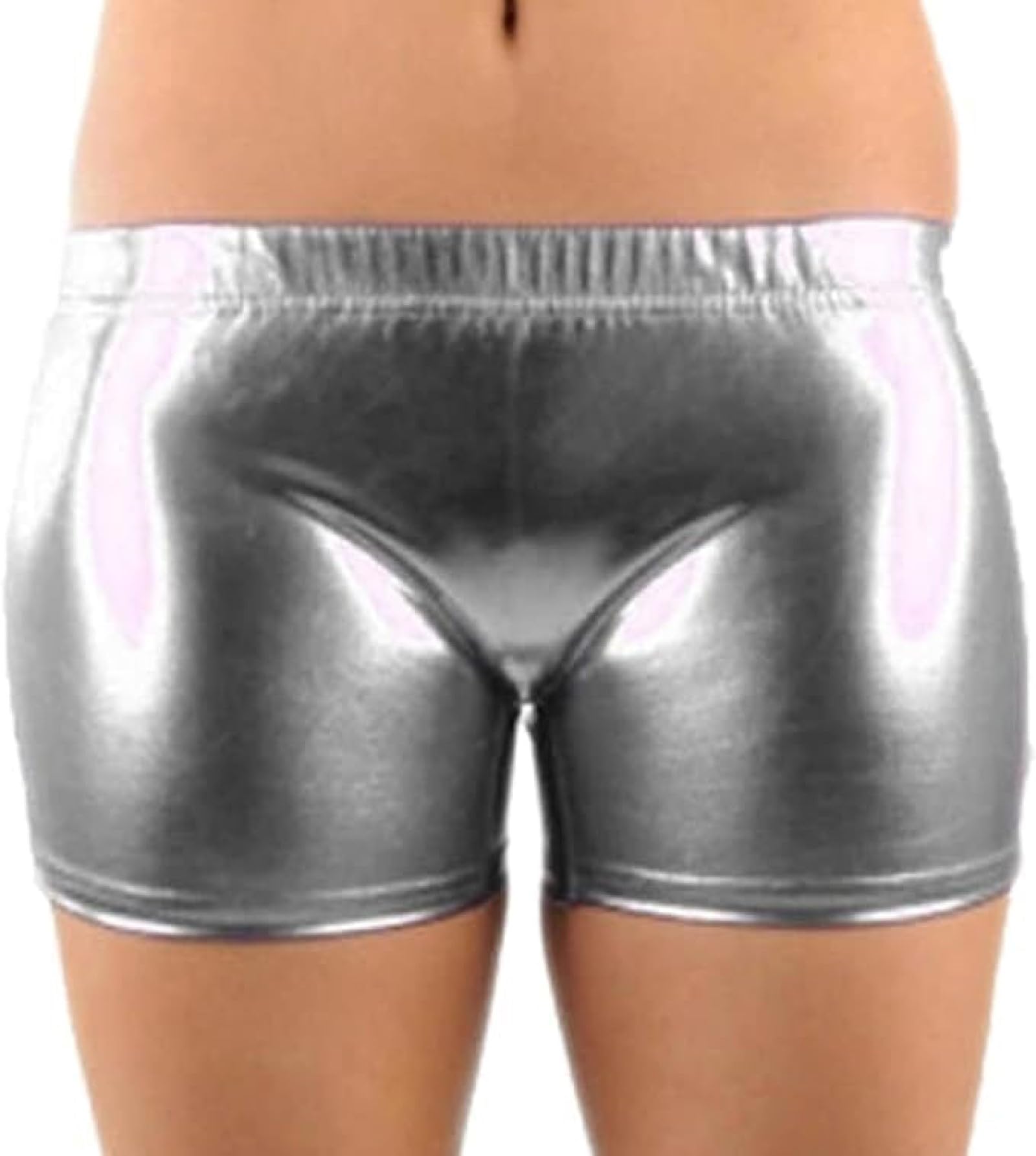Women's Silver ’S Metallic Hot Shorts – Shiny Disco Rave Party Pants, Stretchy Booty Bottoms For Clubwear, Dance, Festival & Night Out Sizes S-Xl (As8, Regular, 2XL)