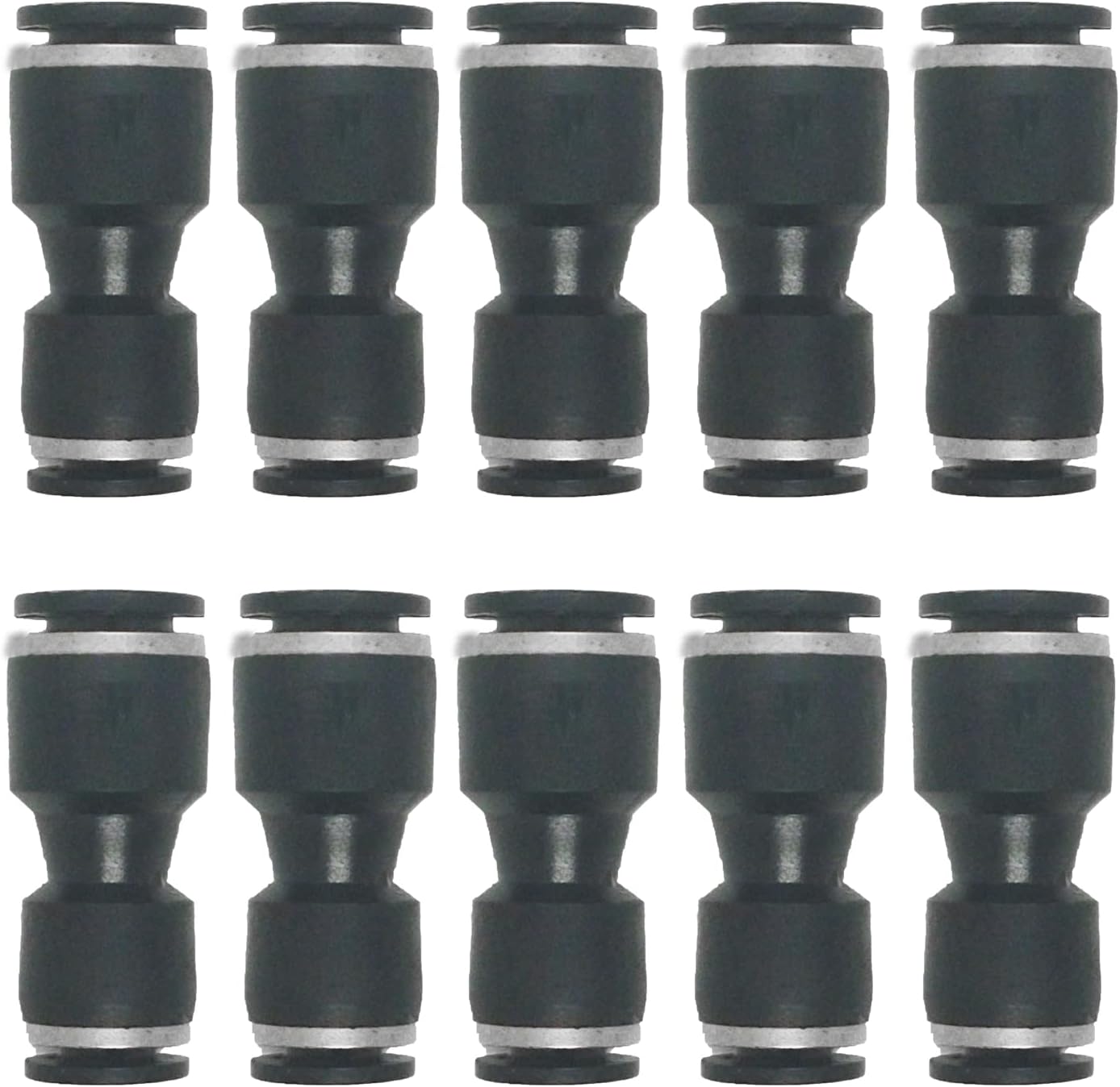 ROZESAZZ 8mm OD x 6mm OD Pneumatic quick Connector Push to Connect fittings Straight reducer Union/Coupler (Pack of 10(black))