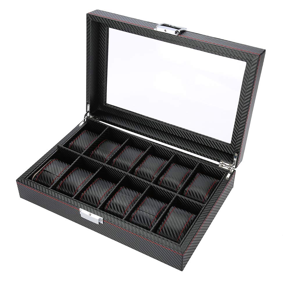 Boîte d'organisateur de montre de luxe avec couvercle transparent