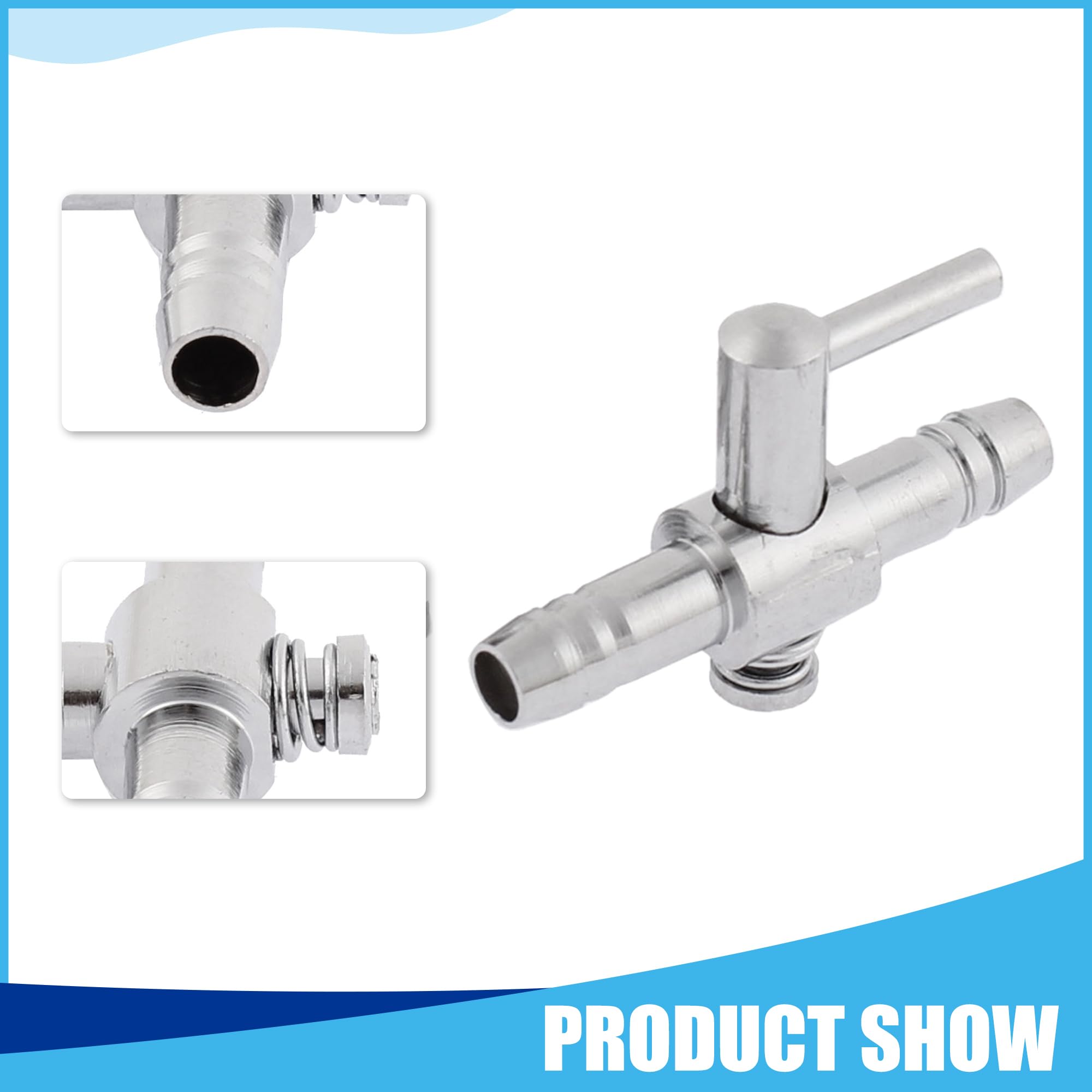 CAPASTEC Air Pump Control Valve, Single Way Air Valve Distributor for Aquarium Pump 1.2x 0.8x 0.3 Inch (Silver Tone 2pcs) - Image 2