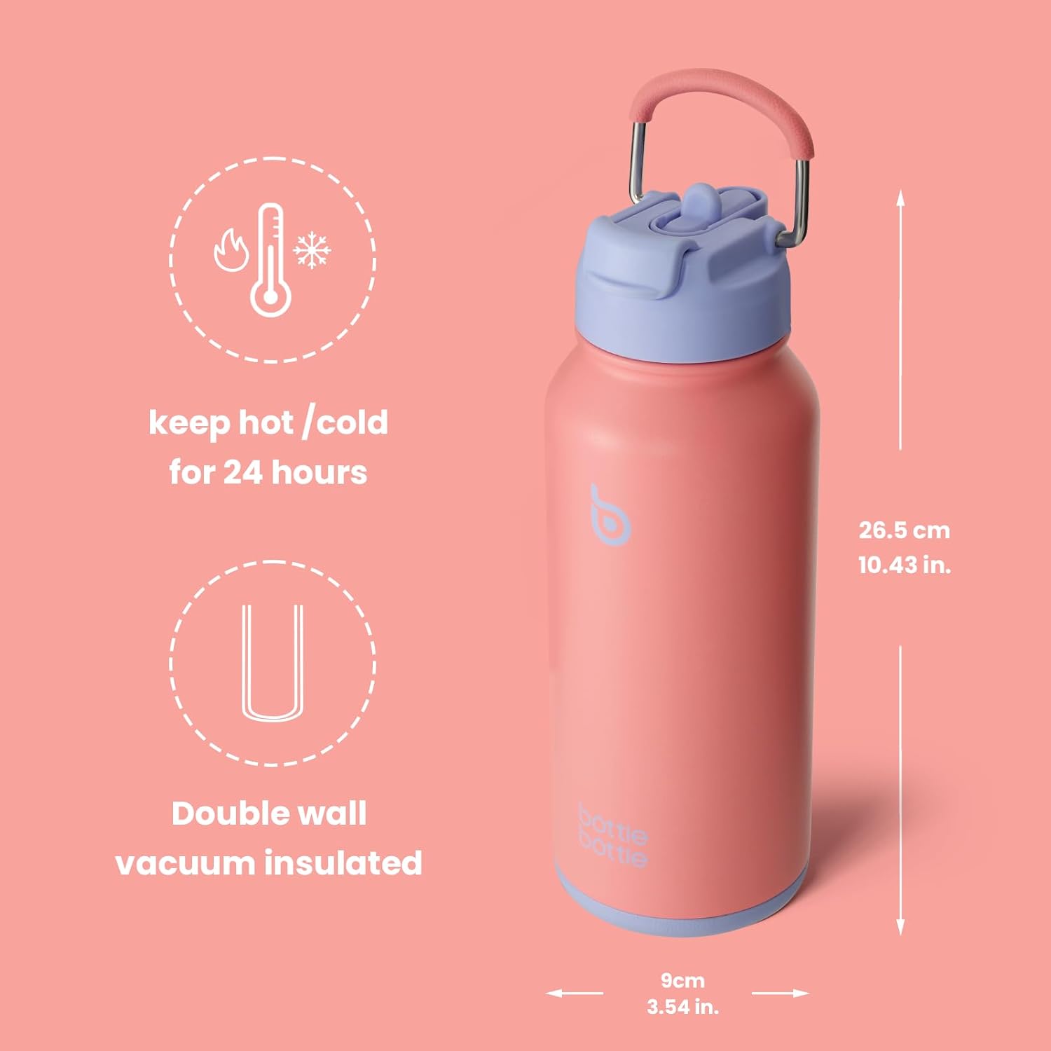 BOTTLE BOTTLE 32oz Insulated Water Bottle Stainless Steel Sport Water Bottle with Straw Dual-use Lid Design for Gym with Pill Box - Image 5