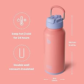 BOTTLE BOTTLE 32 oz Insulated Water Bottle Stainless Steel Sport Water Bottle with Straw Dual-use Lid Design for Gym with Pill Box (lavender dream)