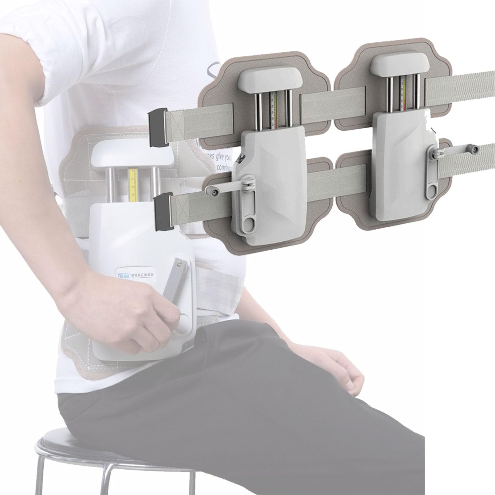 Dispositivo de descompresión espinal para el dolor lumbar: cinturón de tracción lumbar para hernias discales, ciática, estenosis y escoliosis, uso doméstico con estiramiento ajustable.