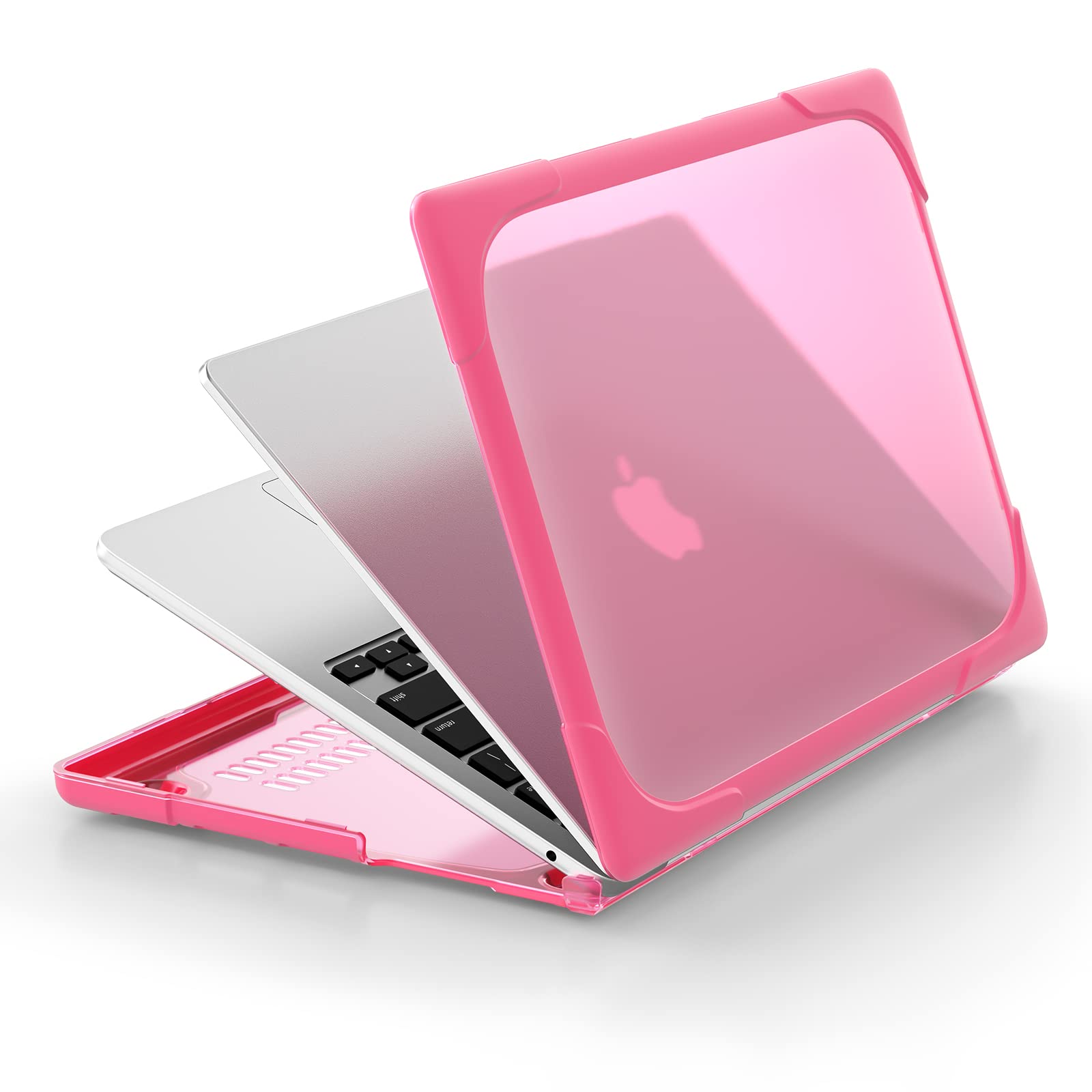 Lunivop Etui do MacBook Air 33.0 cm (M5, 2026-2022; M4, M3, M2; A3449, A3240, A3113, A2681) ze składaną podpórką PC + TPU, smukłe, matowe, półprzezroczyste, odporne na zarysowania etui ochronne