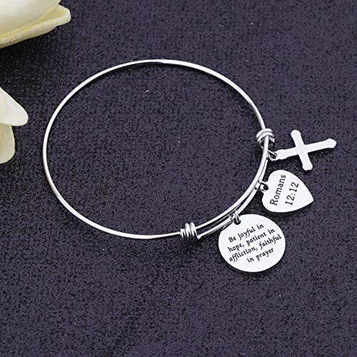 bobauna Christian Bracelet Be Joyful in Hope Patient in Afflication Faithful in Prayer Romans 12:12 Bible Verse Jewelry Religious Gift3