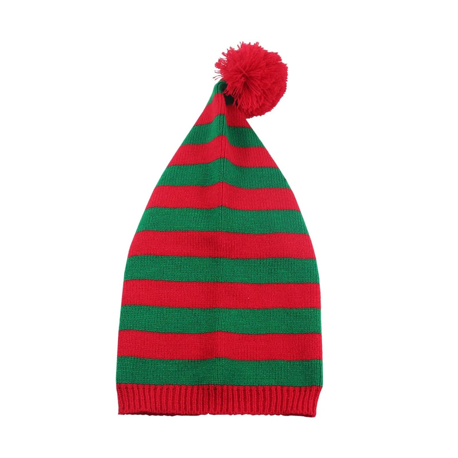 Cappello natalizio lavorato a maglia coda lunga stile euro elfo pompon