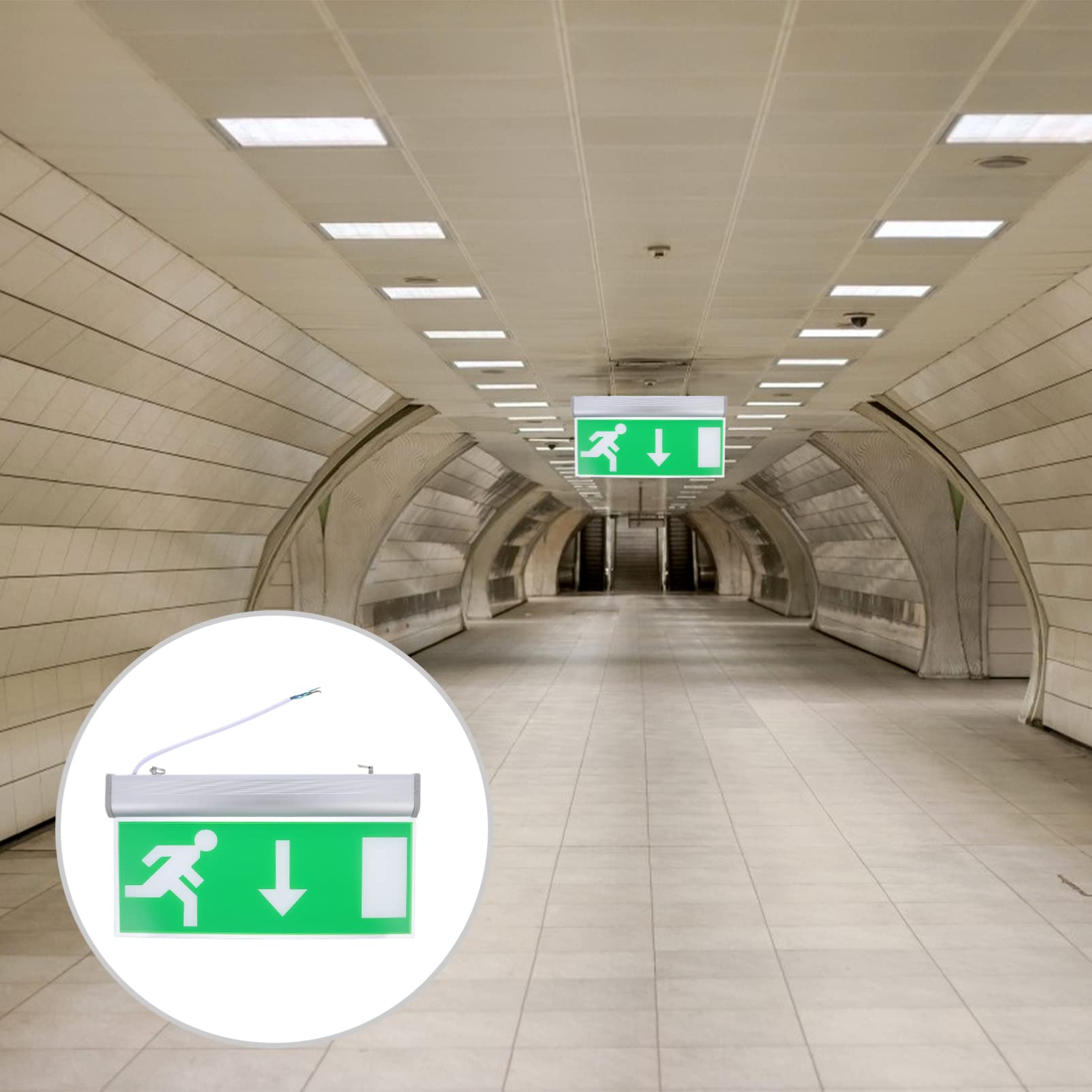 VILLCASE 1 Pc Luz De Seguridad Señal De Salida Luz De Emergencia Iluminación De Emergencia Símbolos De Señales De Salida Bombilla Verde Luz De Salida Condujo Acrílico Con Luces Batería