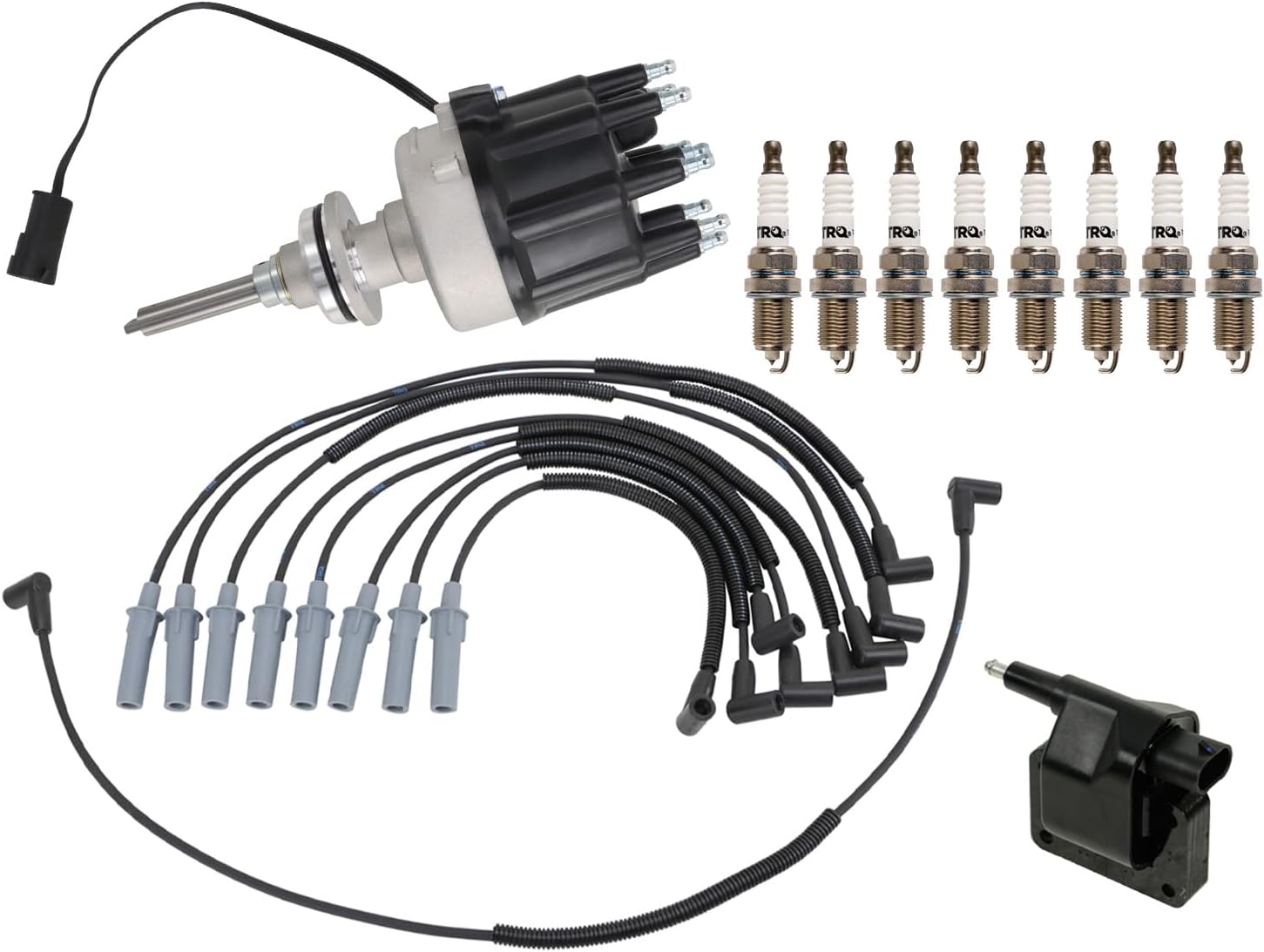 TRQ Ignition Coil Kit 11 Piece Compatible with 1997 Dodge Ram 1500