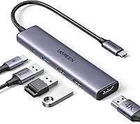 UGREEN Revodok 105 USB C Hub 5 em 1 adaptador multiporta 4K HDMI, fornecimento de energia de 100 W, 3 portas de dados USB-A, dongle USB C para MacBook Pro/Air, iPad Pro, iMac, iPhone 15 Pro/P