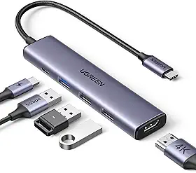 UGREEN Revodok 105 USB C Hub 5 em 1 adaptador multiporta 4K HDMI, fornecimento de energia de 100 W, 3 portas de dados USB-A, dongle USB C para MacBook Pro/Air, iPad Pro, iMac, iPhone 15 Pro/P