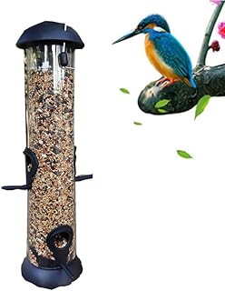Bird Feeder with 4 Feeding Ports, Outdoor Hanging Feeders Wild Bird Seed Feeders Detachable and Mixable Feed Feeding for Garden Birds Small Birds Feeding