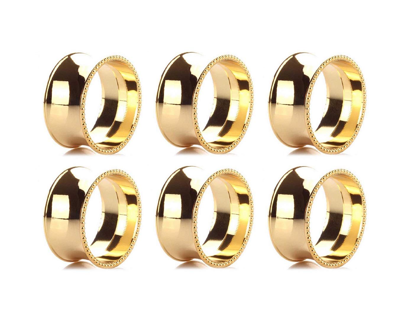 Yalulu 6 Pcs Serviette Rings Napkin Holder Wedding Banquet Party Dinner Home Table Decoration (Gold)