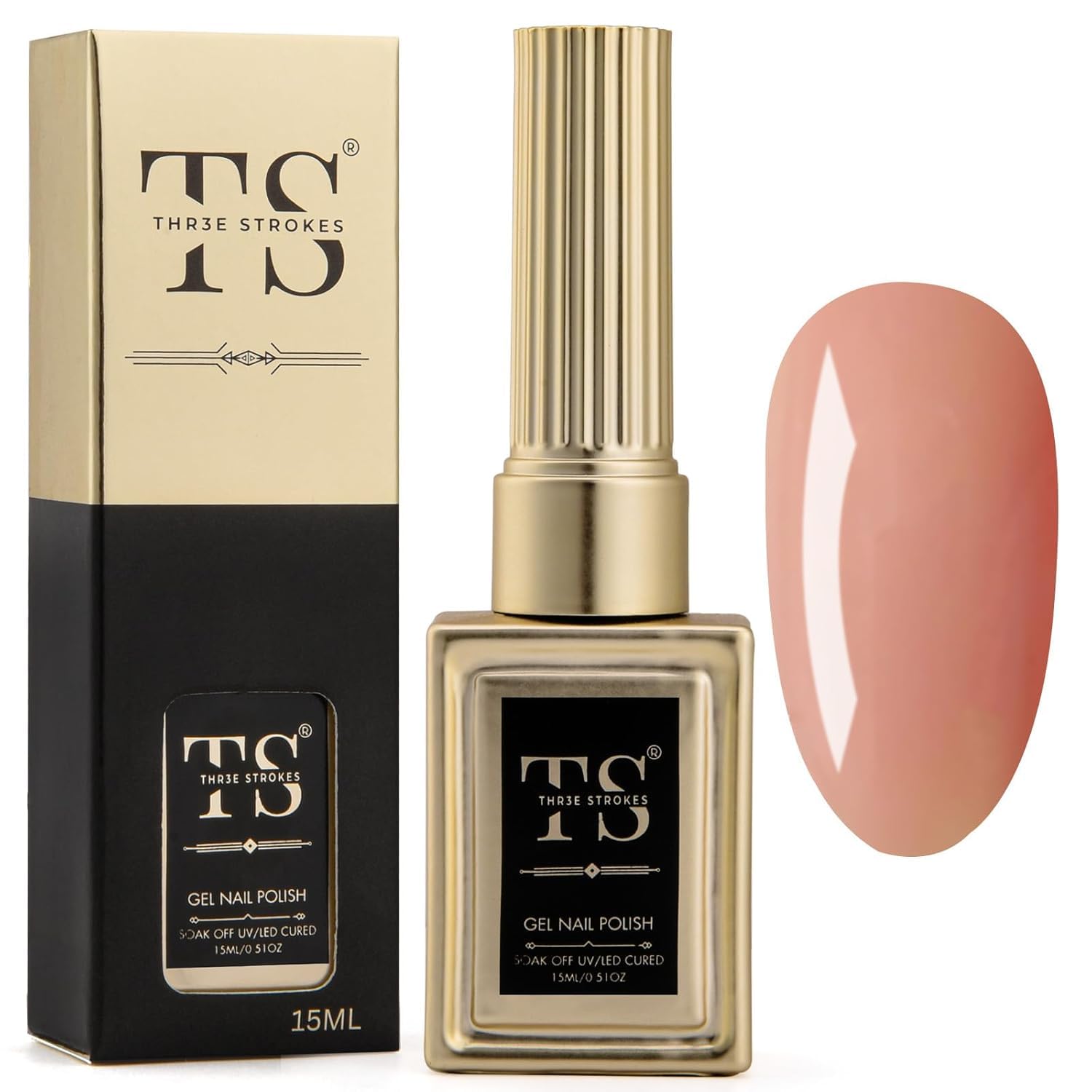 THR3E STROKES Gel Nail Polish HEMA-FREE LED UV Gel Soak Off Clear Nude Pink French Manicure Light Pink Jelly Nail Gel Polish Varnish Curing Requires 1pcs 15ml for Home Salon Nail Art DIY (64, 15ML)-image-6
