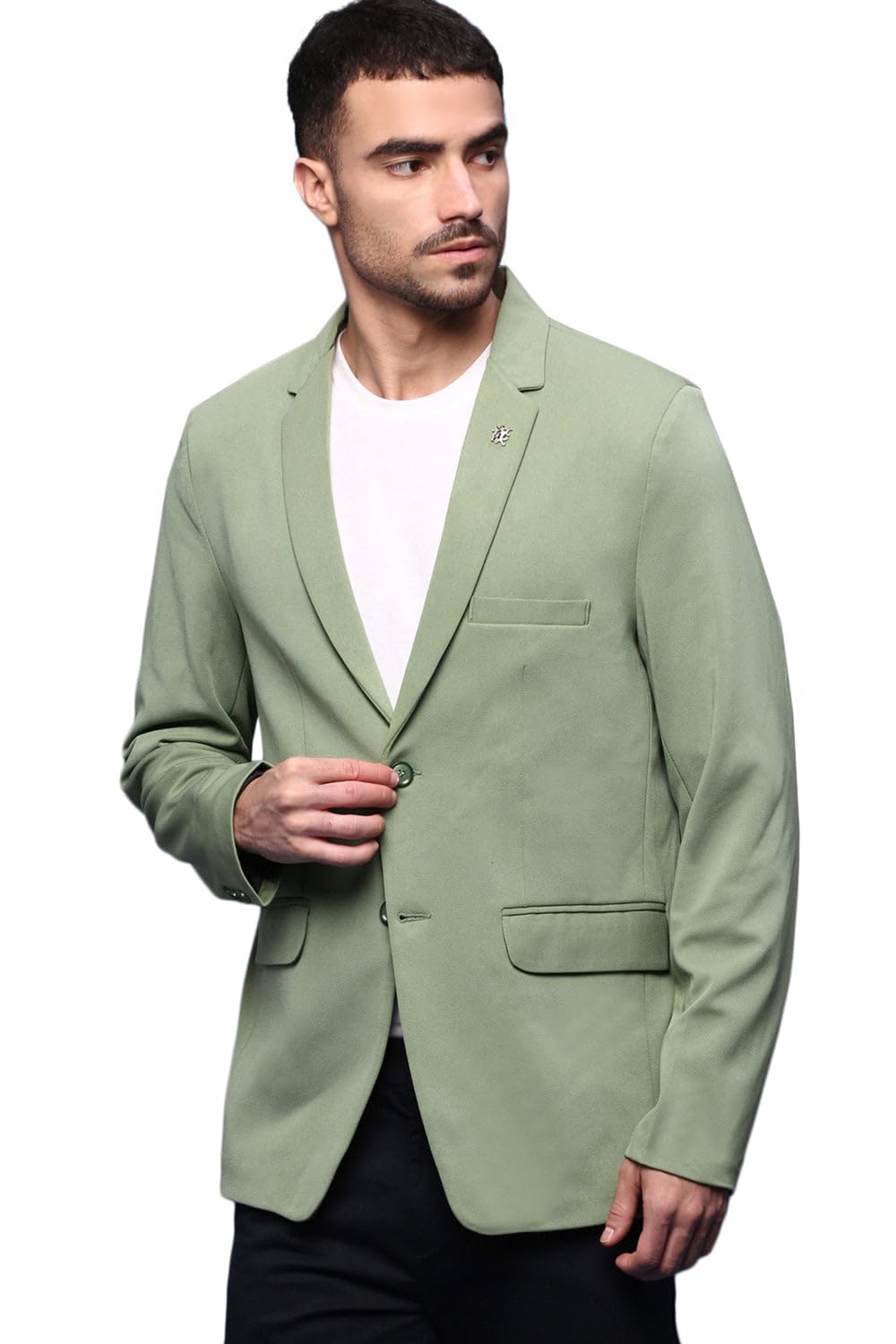 showoffff Men Solid Single Breasted Casual Blazer | Notched Lapel Full Sleeves Cotton Blazer for Mens | Slim Fit Regular Length Blazer for Men's-picture-36