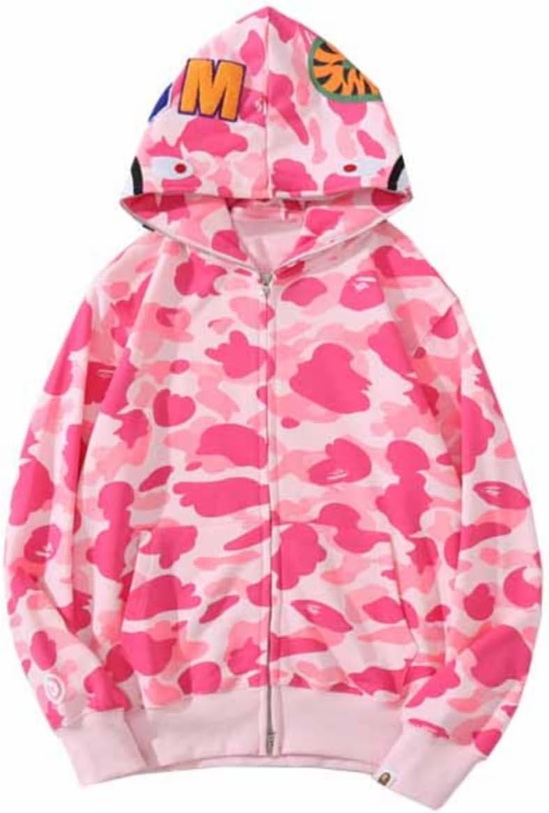 Trendy Shark Camouflage Jacket with Zip Cardigan Loose Casual Hoodie Men and Women Couple Fashion Classic Hoodie