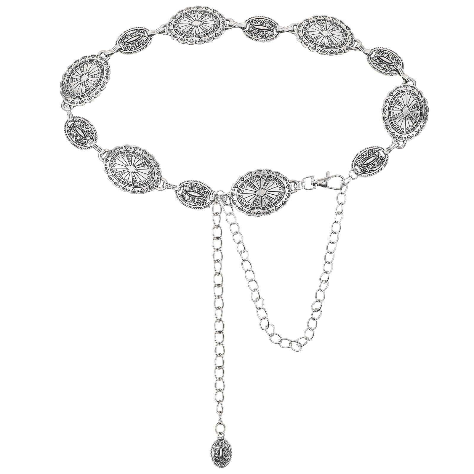 Kettengürtel Damen Silber - Western Gürtel Mit Gänseblümchen Design Y2K Style