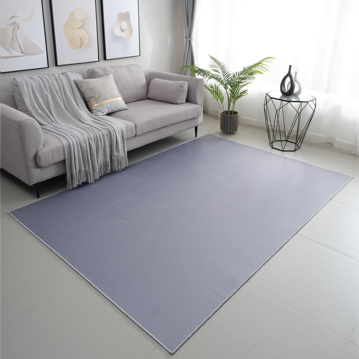 viceroy bedding PLAIN NON SLIP Modern Rugs Living Room Carpet Mat For Bedroom Large Area Rug Hallway Kitchen Extra Large Size Low Pile Flat Weave (Silver, 80 x 150 cm)