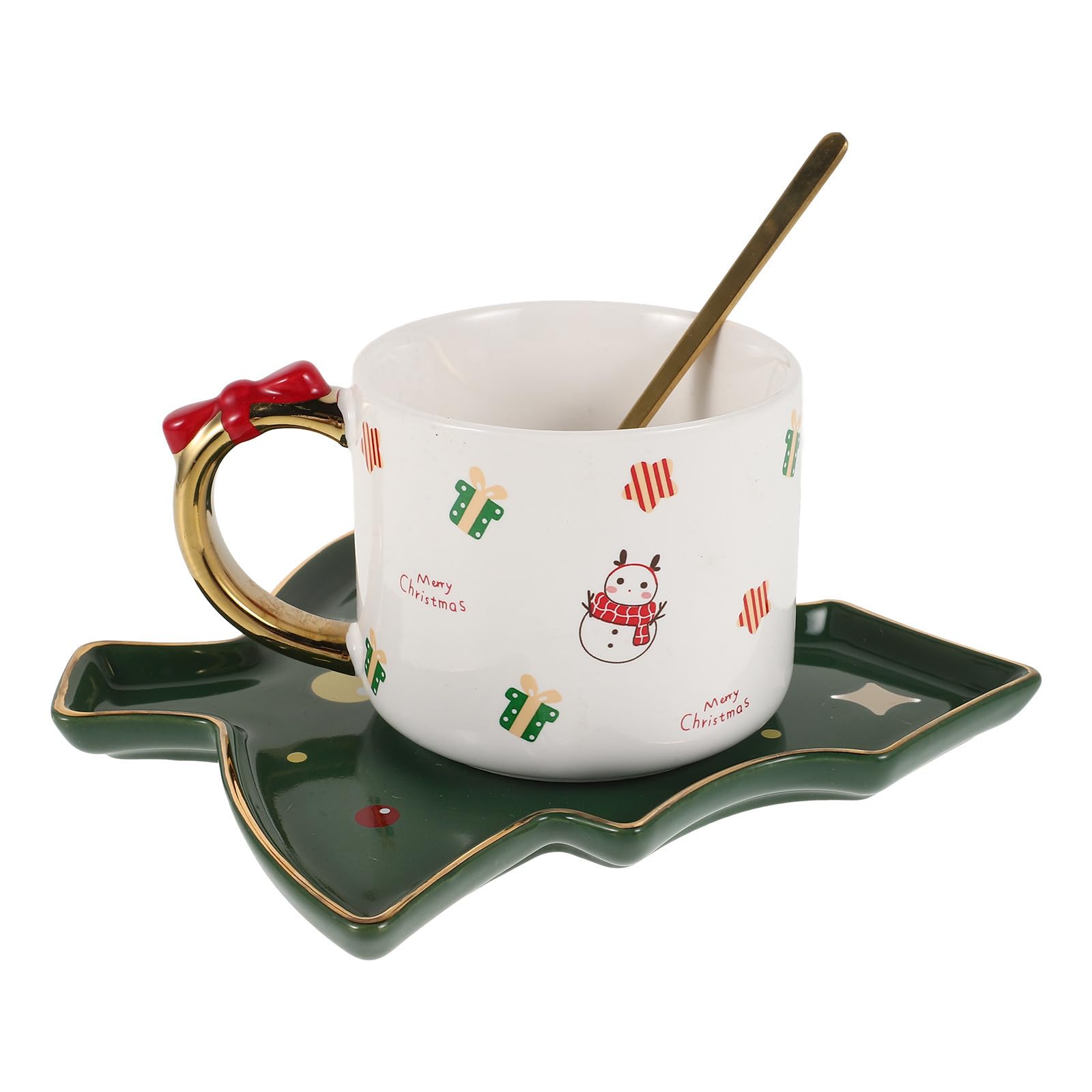 Alipis Taza de Café de Cerámica en Forma de Árbol Navideño 240 Ml
