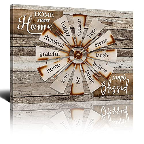 Drawpro Farmhouse Wall Art Farmhouse Windmill Canvas Print Barn Country Quotes Painting Family Artworks Home Decor For Bathroom Living Room Bedroom Framed 20X24 Inch #TOP8