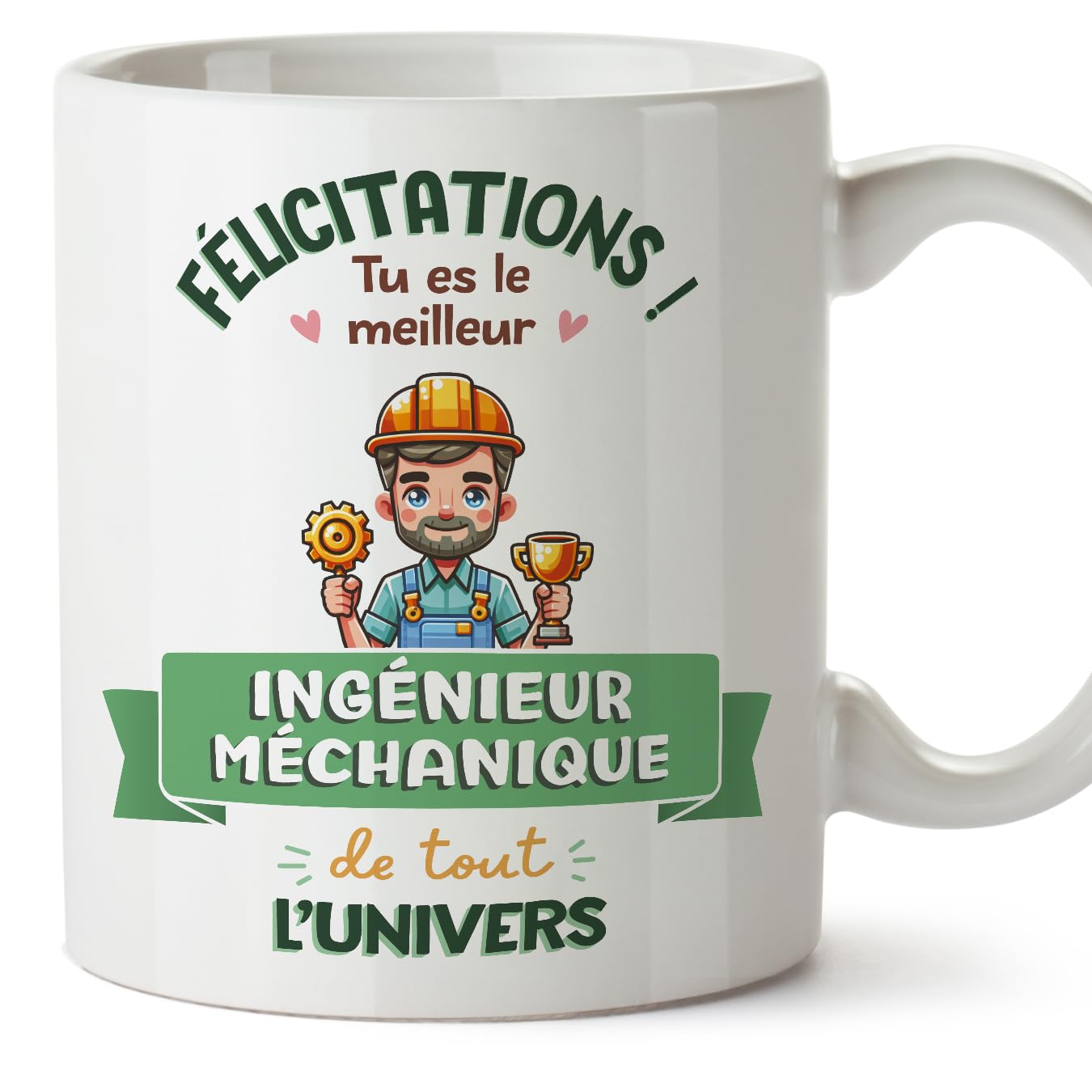 MUGFFINS Mechanical Engineer Man Mug - in French - Meilleur Univers Trophée - Funny Gift for Colleagues - Ceramic 11oz Mug — image 1