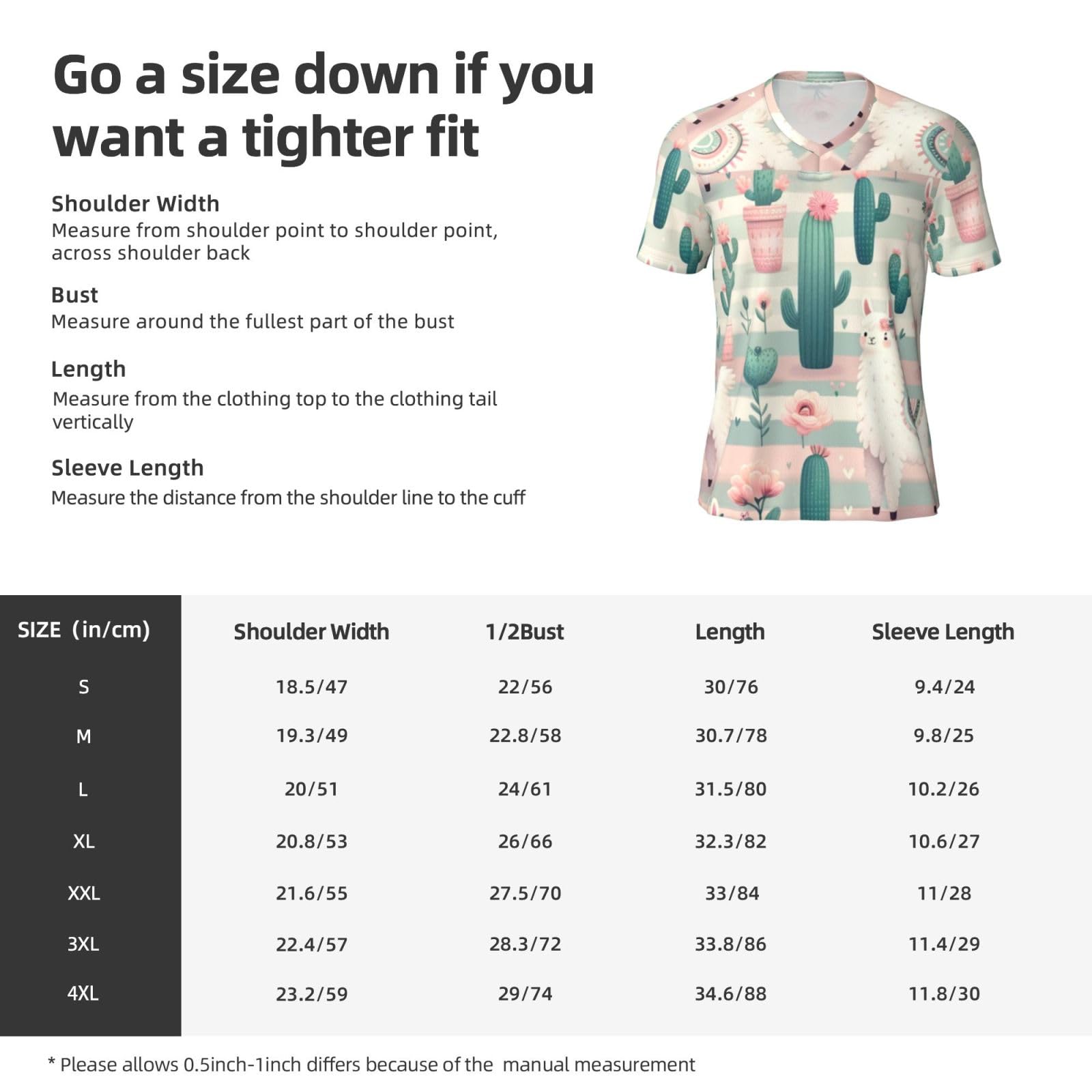 Stylish Athletic Sports Jersey Llama-Cactus-Cartoon Men's Rugby Jersey X-Large