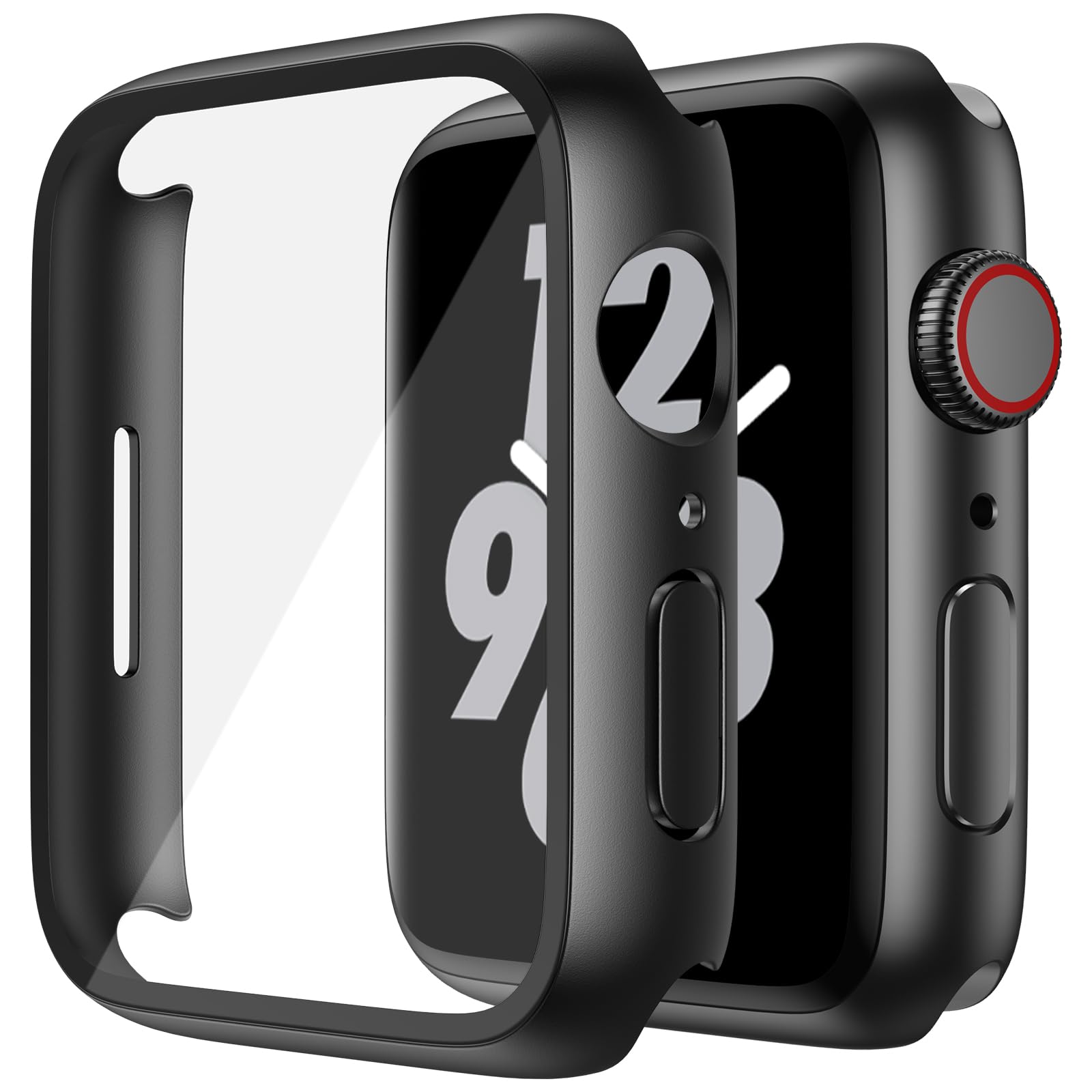 Recata 2 Pieces Hard PC Tempered Glass Screen Protector for Apple Watch Series 10 (2024) 46mm, Ultra-Thin Anti-Drop Scratch Resistant Case for iWatch, Matte Black-image-9