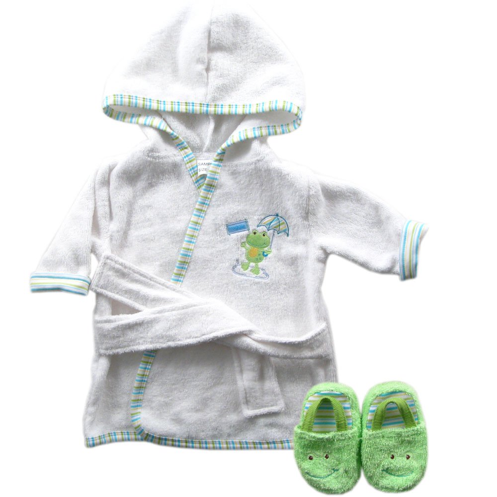 Luvable Friends Unisex Baby Cotton Terry Bathrobe, Green, One Size