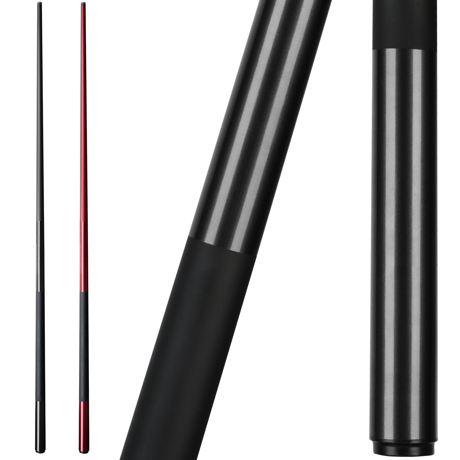 Kmise Fiberglass Graphite Composite Pool Cue Sticks 18oz/19oz 9.5MM Cue Tip One-Piece 57inch Professional Pool Cue Low-Deflection Billiard Cue Sticks Set of 2 for Home & Bar Play Black & Red