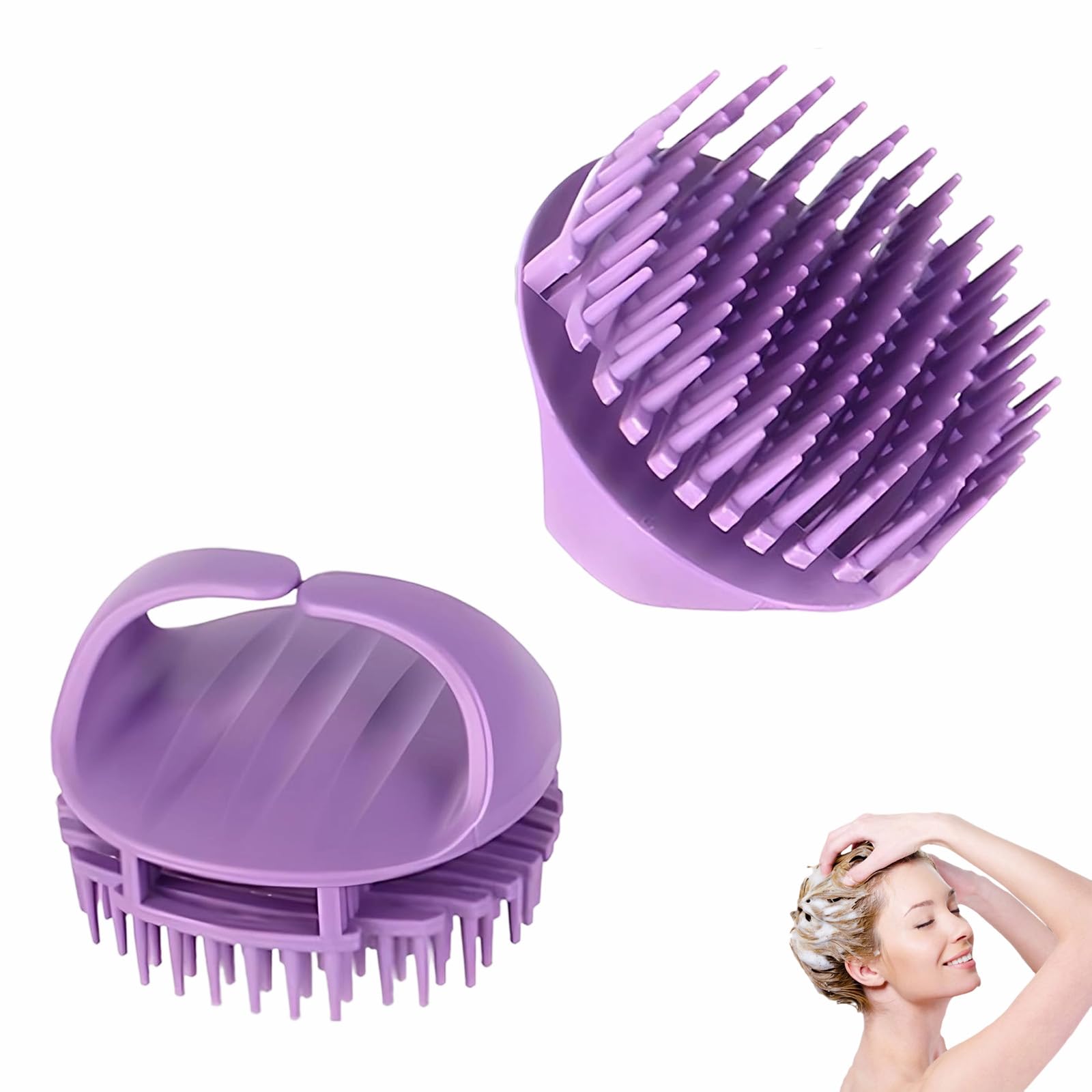 2 Pieces Scalp Brush Head Massager Soft Silicone Exfoliating Brush for Shampoo Stimulates Hair Growth Dry Wet Cleaning