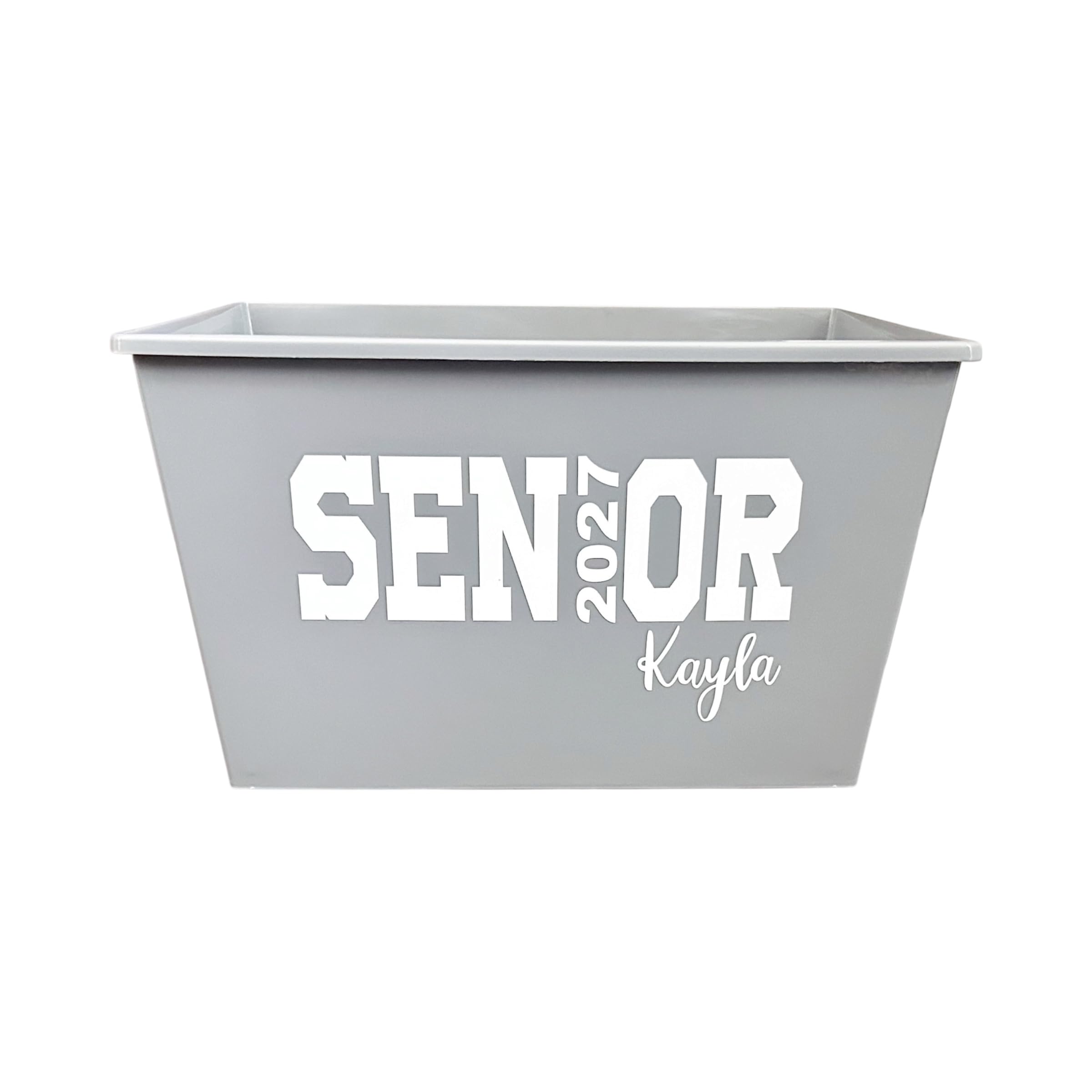 Personalized Graduation Gift Basket - Senior Class of 2027 Grad - Custom Name Team Sports Bin - Rectangle or Square Storage Box - Multiple Size and