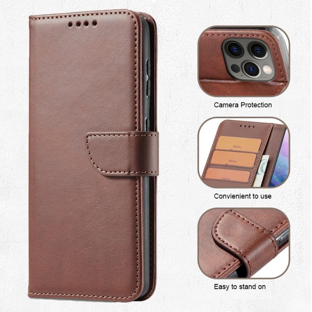 Generic Étui compatible avec Oppo A80 5G (couleur : marron) étui portefeuille rétro en cuir de qualité supérieure pour cartes à rabat