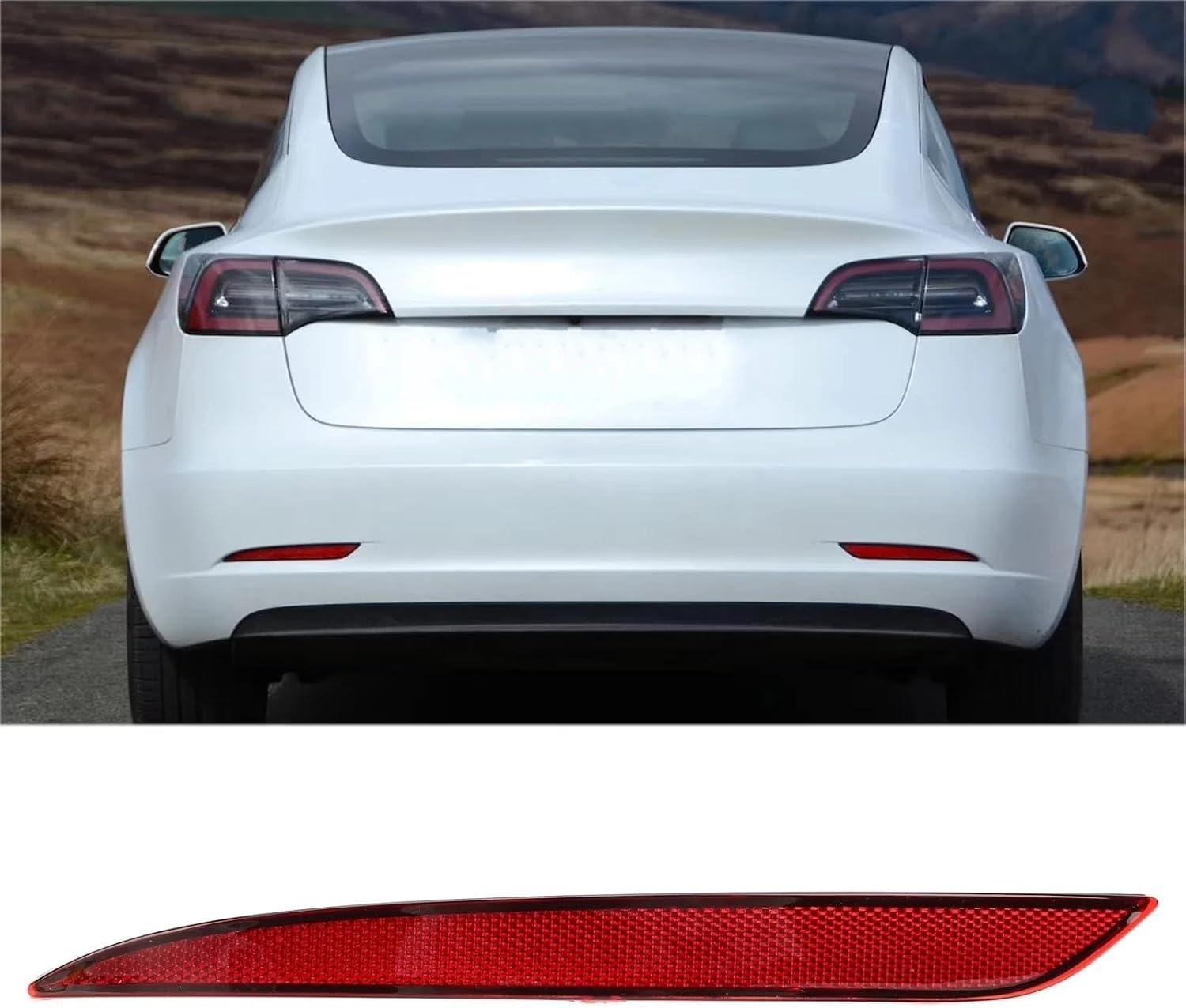 Car Tail Light Tail Reflector Light 107740700F Left Rear Bumper Reflector Lens For Tesla For Model 3 2017 2018 2019 2020 2021 2022 2023 Rear Stop Lights(Right)
