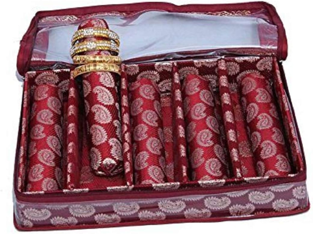 Kuber Industries Brocade 5 Rod Bangle Box, Maroon