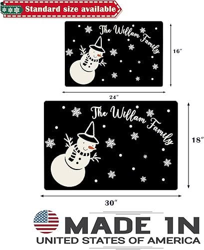 Miniatura 3 de Tapete personalizado de muñeco de nieve con nombre familiar tapete de bienvenida para exteriores tapete de Navidad para puerta delantera de interior
