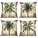 Produktbild Bonhause 4er Set Kissenbezüge 45 x 45 cm Tropische Palmen Vintage Grün Baumwolle Leinen Dekorative Kissenhülle Zierkissenbezüge für Sofa Schlafzimmer Wohnzimmer Auto Zuhause Dekoration